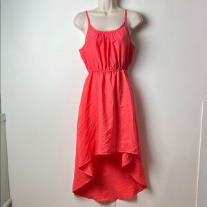 Vibrant Coral Pink High-Low Dress Summer Dress Fun Sundress